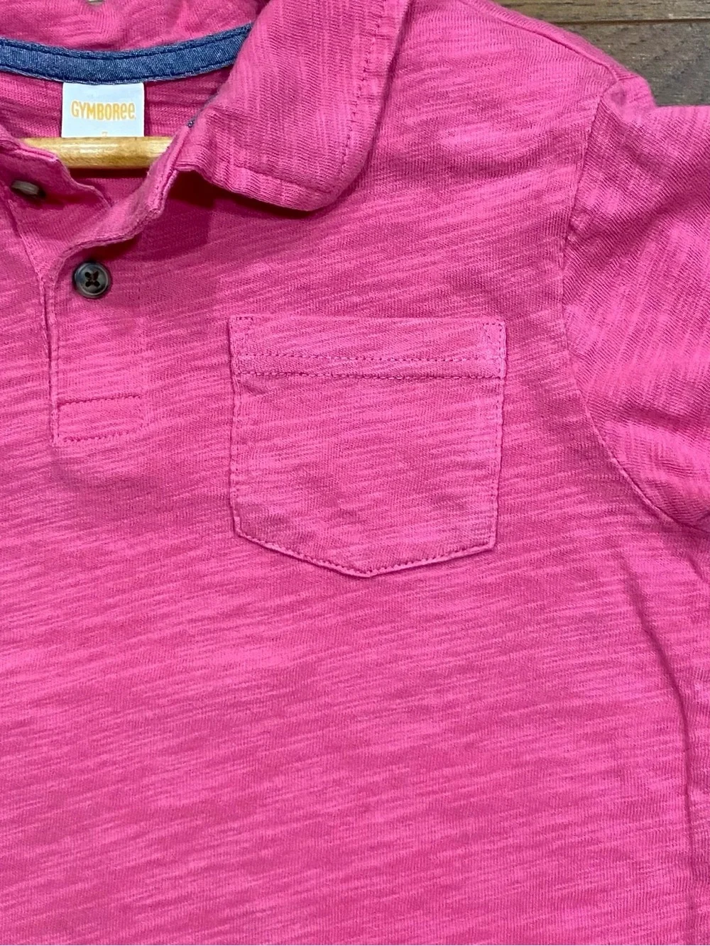 Gymboree Boys Bright Pink Short Sleeve Slub Polo Top Size 7